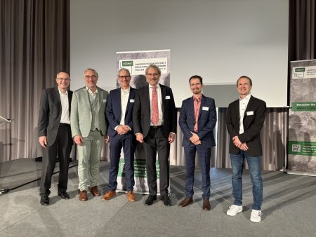 Die Referenten des Vormittags (v. l.): Hartmut Schwieger, Thomas Wachter, Norbert Frei, Christoph Störger, Conrad Pelka, Dr.-Ing. Lars Wolff.